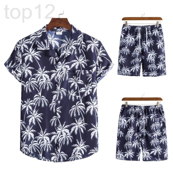 

men's casual shirts designer 2022 hawaiian series national style suit collar print short sleeve beach pants casual 1sh0, White;black