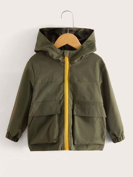 

toddler boys flap pocket zipper hooded jacket she, Blue;gray