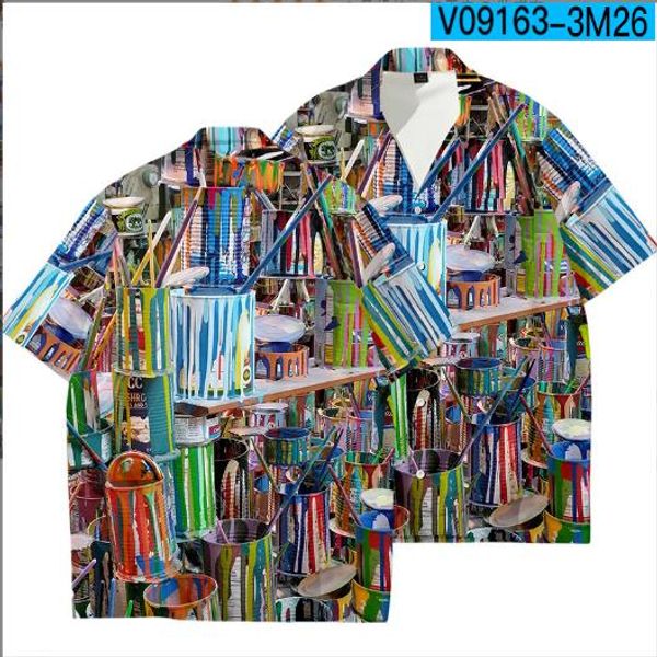 

men flower printed short sleeve turn down collar shirt loose blouse summer hawaiian camisa 9sz8, White;black