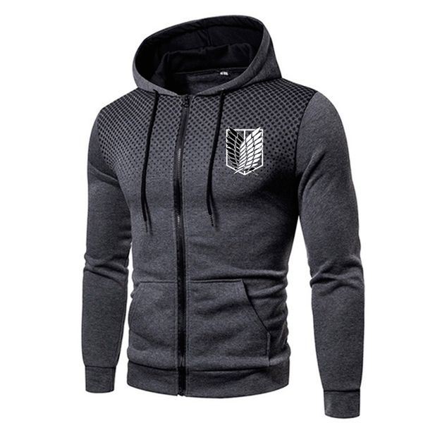 

high street plus velvet digital print polka dot mens hoodie attack on titan outdoor street sports zipper sweatshirt 220813, Black
