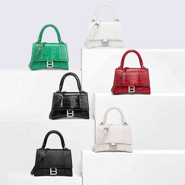 

2022 hourglass bag plain crocodile b-shaped buckle hand single shoulder messenger moon women's