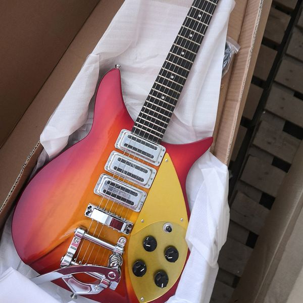 

6 strings cherry sunburst electric guitar with treomo bar 527 mm scale length