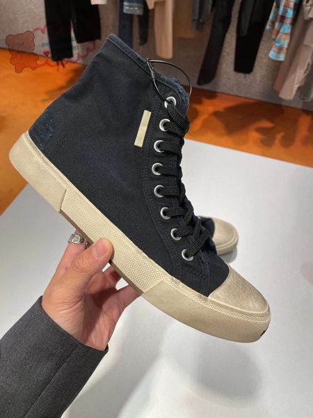 

22ss men and women wash old dirty canvas boots 2022 new beggar shoes, Black