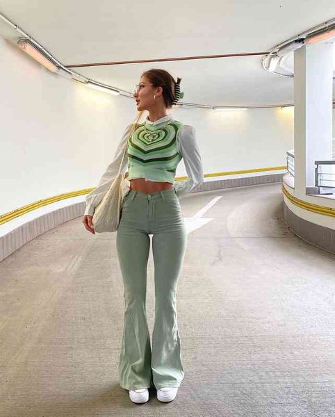 

women's pants & capris spring and autumn korean slim micro flared pants show thin elastic high waist casual jeans women's fashion, Black;white