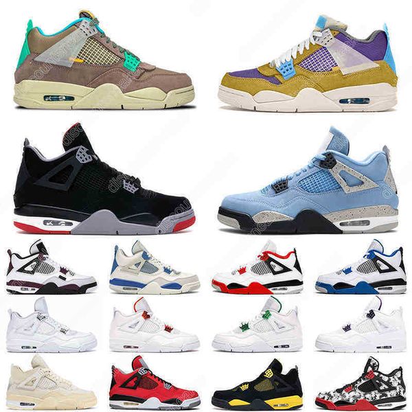 

4 bred men women basketball shoes 4s desert moss taupe haze black cat white cement fire red university blue mens trainer