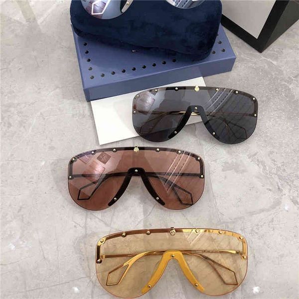 

g's new red same sunglass gg0667 personalized goggl protection integrated lens rivet sunglass2022 brand fashion design trendy sunglasse, White;black
