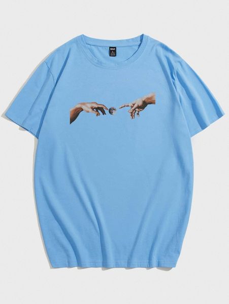 

romwe guys hand & planet graphic tee l0wx#, White;black