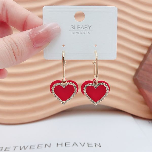 

new fashion inlaid pendant love earrings women's version temperament niche design feeling gentle and generous, Golden;silver