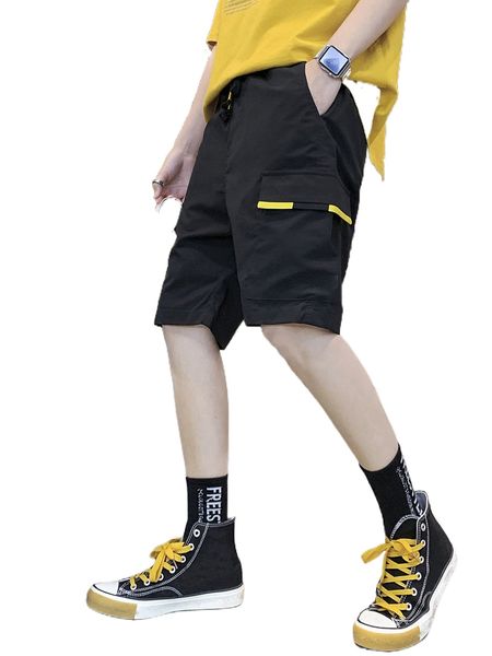 

men flap pocket drawstring waist shorts n1ut#, White;black