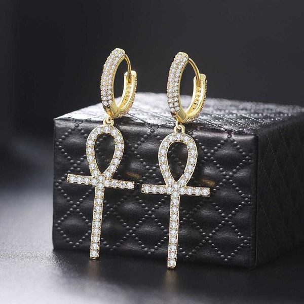 

dangle chandelier zhouyang hip hop crosses earrings for women statement zircon punk men earings trend 2022 fashion jewelry wholesale, Silver