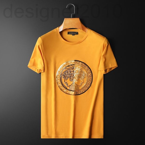 

men's t-shirts designer 2022 summer clothes new men's mercerized cotton heavy industry embroidery short sleeve t-shirt round neck, White;black