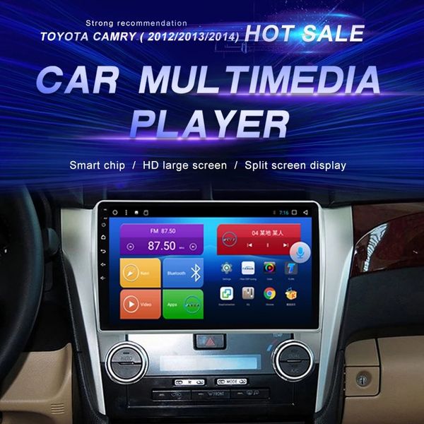 Android 10 Araba Video Toyota Camry için Multimedya Oyuncu 2012-2014 GPS Navi Radyo Ses Stereo Kafa Ünitesi BT Ücretsiz Harita