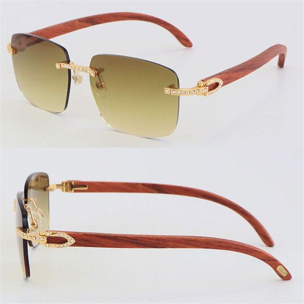 

whole metal rimless wood luxury square sunglasses 8300816 men women outdoor design classical model sun glasses frame 18k gold 210h, White;black