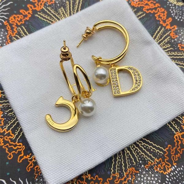 

shop jewelry discounts 2022 new diamond female personality fashion high version brass earrings, Golden