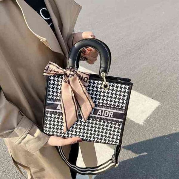 

winter popular black-and-white checkered single satchel cross-border high-capacity commuter thousand portable tote design purses online