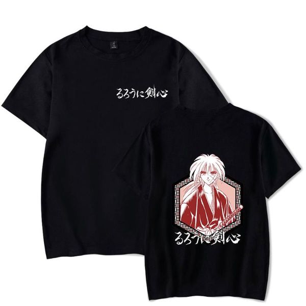 T-shirt da uomo Nero Rurouni Kenshin Camicia Uomo Maniche corte Top Cotone Manga Stampa HIMURA T Oversize Stidents Abbigliamento anime