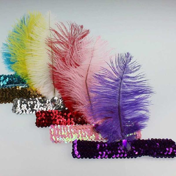 Colors Women 20pcs/lot 10 Head Band Beaded Sequin Flapper Feather Headband Headpiece Party Costume Headband Hair Accessoriesl40