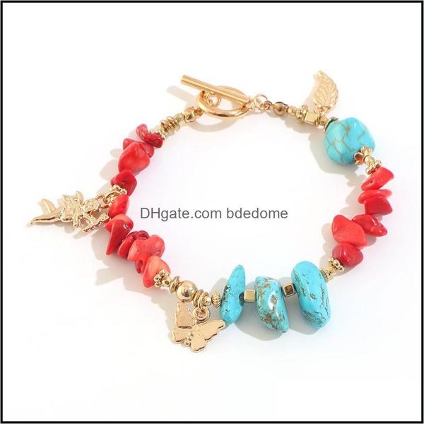 

bangle bracelets jewelry creative handmade natural stones red coral synthetic turquoises alloy leaf butterfly pendant bracelet dhvwm, Black