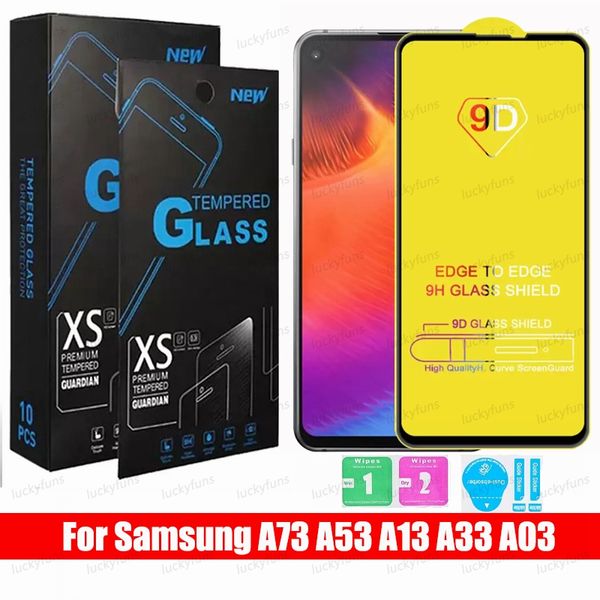 Protetor de tela 9H de vidro temperado com cobertura de cola completa para iPhone 14 13 12 11 PRO MAX XR XS 7 8 Samsung Galaxy a13 a53 a73 a22 a32 a52 a72 com pacote de varejo