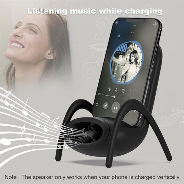 

qi fast wireless charger holder for apple 13 12 samsung mobile phone wireless charging stand with musical speaker