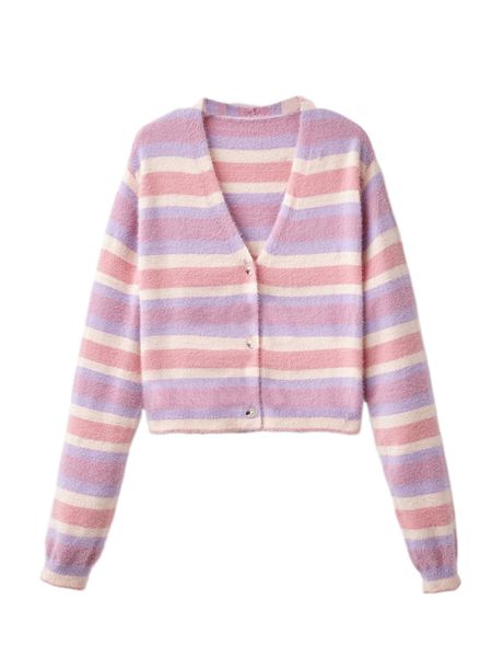 

block striped pattern cardigan b5dm#, White;black