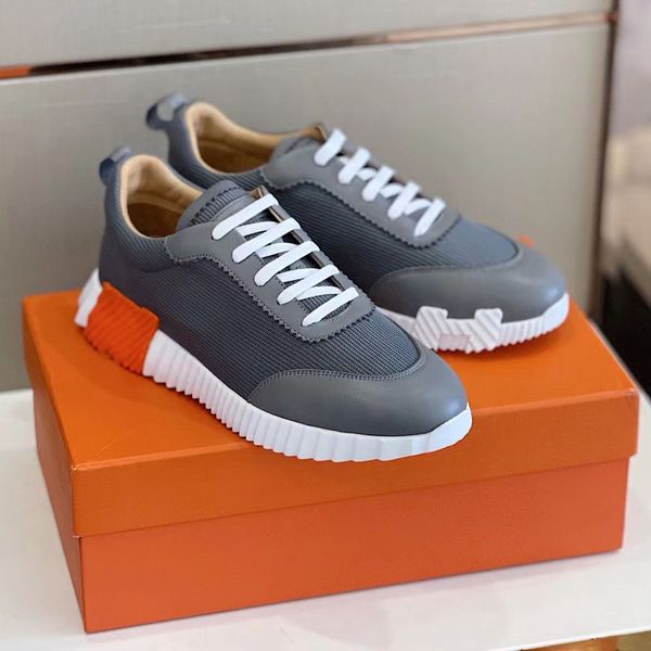 

men casual shoes designer mesh sneakers breathablesplicing running shoe non-slip treaded rubber trainers with box size 38-45, Black