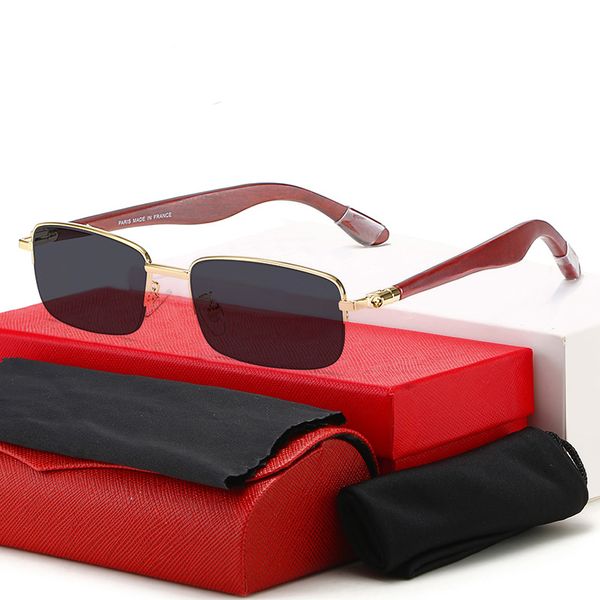 

luxury carti men's sunglasses metal half frame small square sunglass wooden legs classic optical mirror designer women's log sungl, White;black