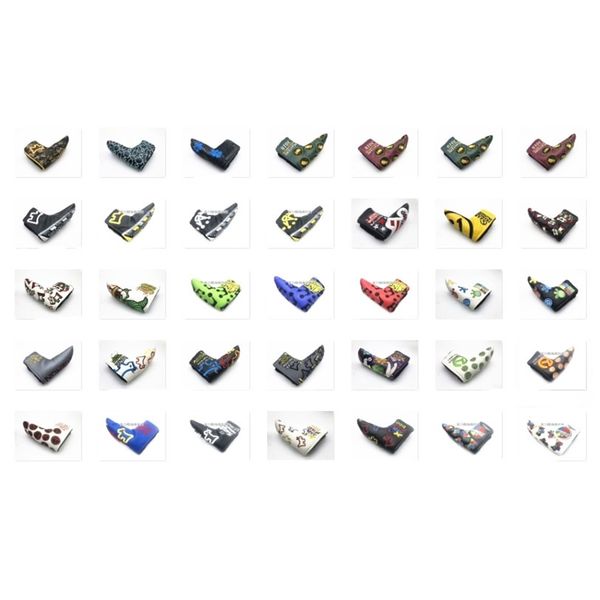 

35 colors golf club putter cap cover ball head protection pu plush straight putter 220601