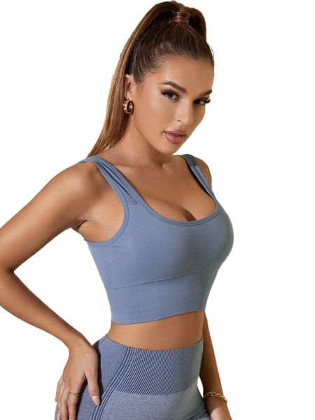

high support scoop neck sports bra k3cb#, Gray