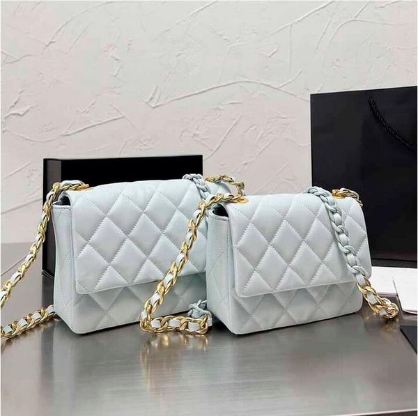

fashion mini solid color leather crossbody bag luxury timeless diamond quilted gold metal chain tote bag women