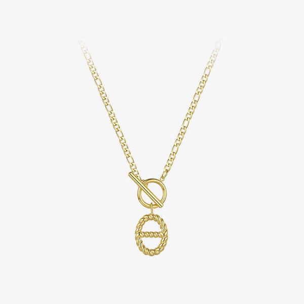 

pendant necklaces enfashion kpop hollow twist for women gold color stainless steel geometric bar necklace naszyjnik p203157 220428, Silver