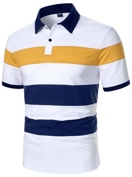 

men cut and sew polo shirt t8ad#, White;black
