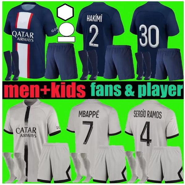 

22 23 paris sergio ramos hakimi soccer jerseys 2022 2023 mbappe wijnaldum away maillots de football kit verratti gana di maria icardi fourth, Black