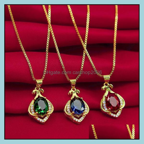 

pendant necklaces pendants jewelry gold necklace crystal for women girl party fashion jewellery wholesale drop delivery 2021 kn2qg, Silver