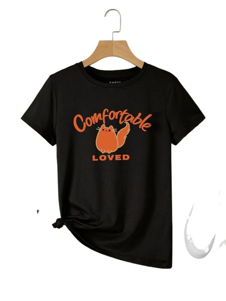 

letter & cartoon print tee j18j#, White