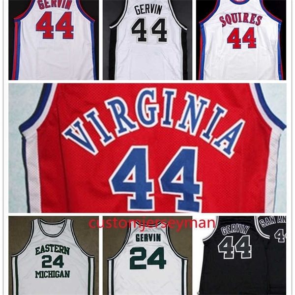 NC01 Basquete College Virginia Squires George #44 Gervin Jersey Trowback Mens costurou camisas retro personalizado tamanho S-5xl