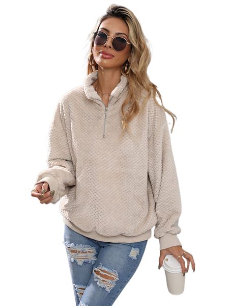 

half zip drop shoulder fleece sweatshirt z5ur#, Black