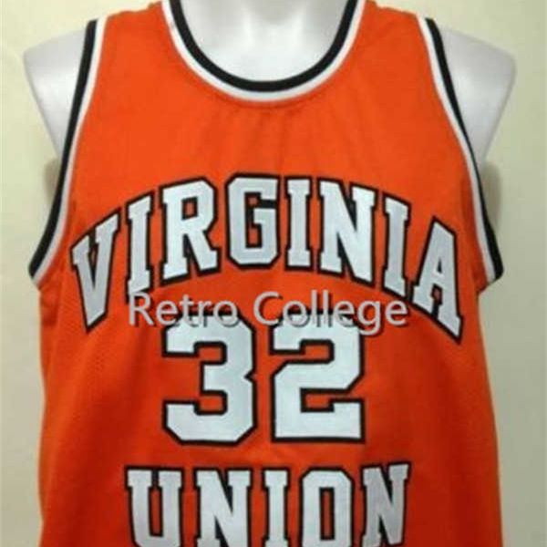 

xflsp mens 32 ben wallace virginia union university college basketball jersey custom any number and name jerseys stitched embroidery, Black