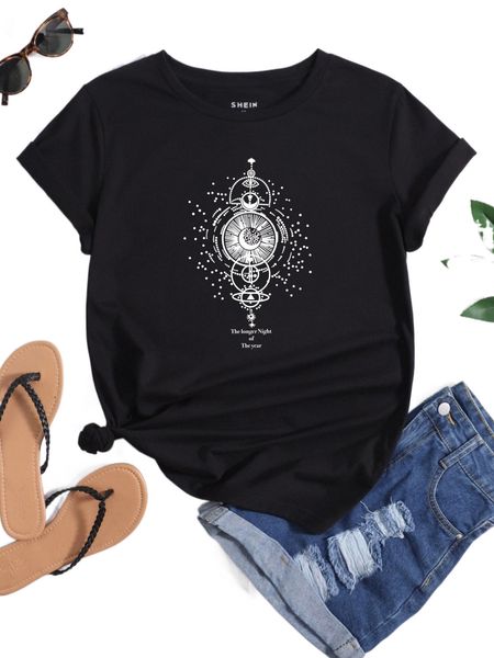

moon & letter graphic tee a0d8#, White