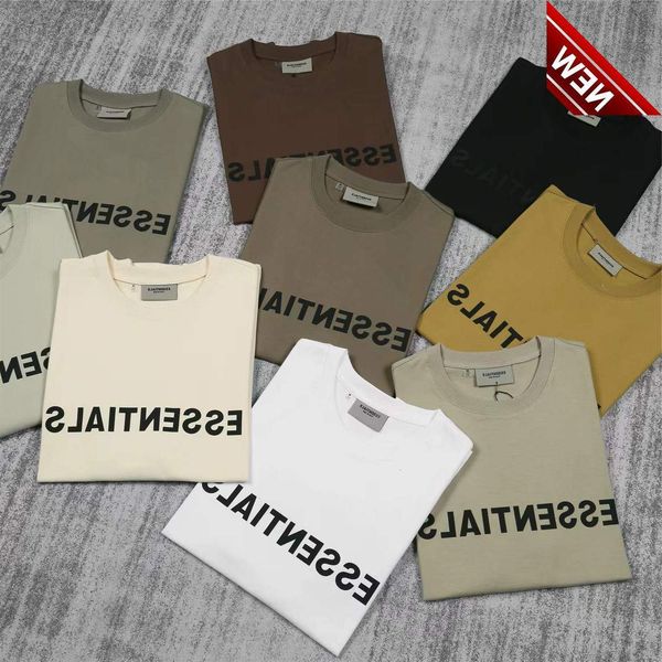 

bear of god fog high street double thread essentials chest letters pressure glue short sleeve loose men's and women's t-shirt, White;black