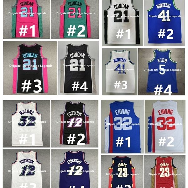 NC01 Retro-Basketballtrikot John Stockton Karl Malone James Tim Duncan Dirk Nowitzki Jason Kidd Clyde Drexler Hakeem Olajuwon Spud Webb Julius