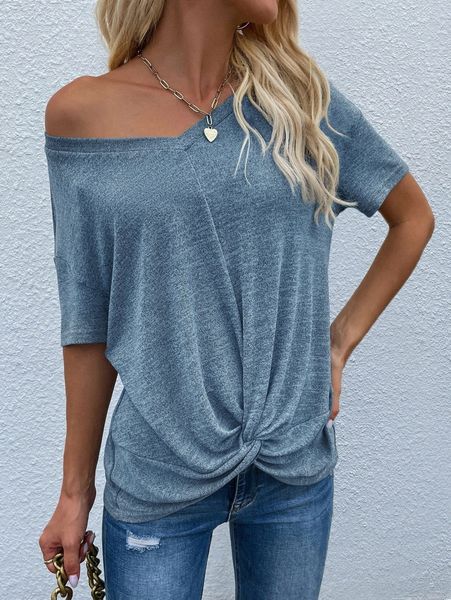 

twist hem drop shoulder tee 58zy#, White