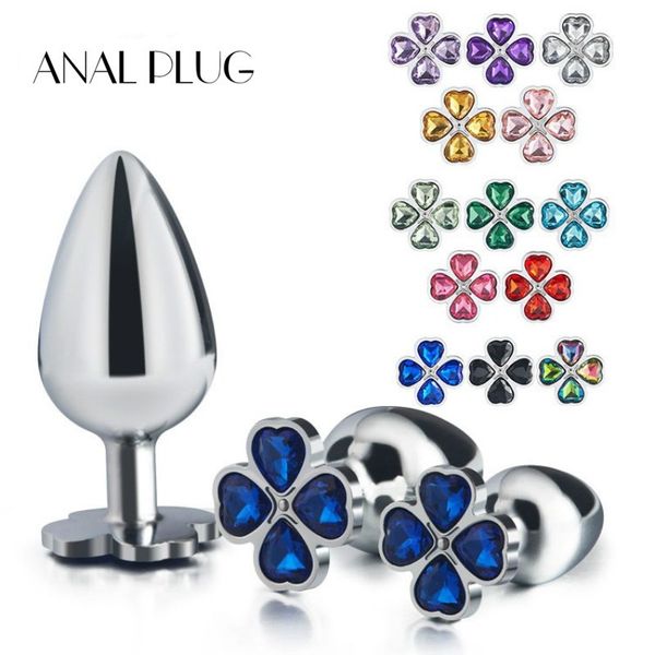 SPINA ANALE Trifoglio a quattro foglie Grande plug anale Metallo Giocattolo in acciaio Buttplug Grande Gay sexy Giocattoli anali per uomo Donna Coppie