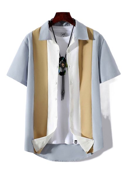 

men color block shirt without tee y0e6#, White;black