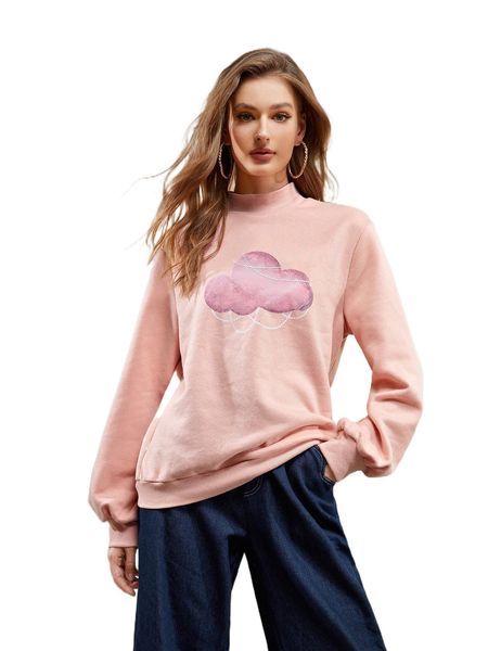 

x van pham mock neck letter and graphic print pullover t2ww#, Black