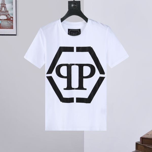 

2022 phillip plain men pp designer skull diamond t shirt short sleeve brand spring and summer high o-neck quality skulls tshirts tees 005, White;black