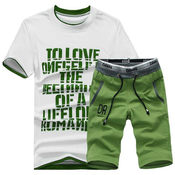 

men's tracksuits sports short-sleeved suit male clothes spring gym running sportswear t-shirt men casual shorts setsmen's, Gray