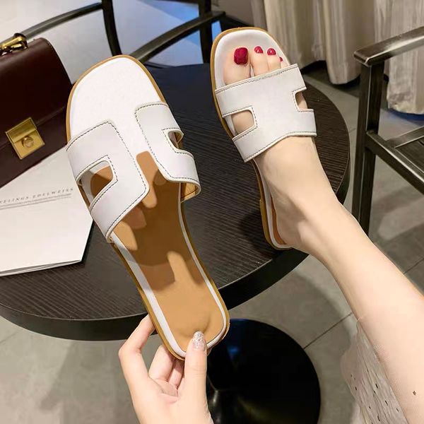 

h shaped sandals slippers classics woman shoes slipper leather flat sandals fashion designers slides slide rubber ladies beach sandal women, Black