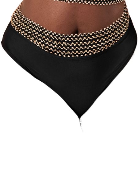 

plus stitch detail bikini bottom g6jf#, Black