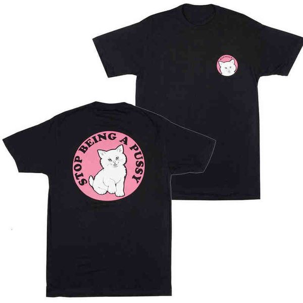 

brand classic mens designer ripndip t shirts fashion naughty cat t-shirt couple tees luxury street hip hop women summer short sleeve tshirt, White;black